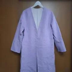 ロングコート　薄紫　前ホック　ポケット付き　マーキュリーデュオ　フリーサイズ