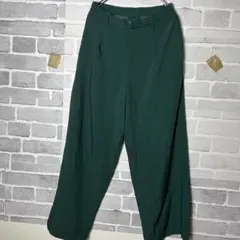 ダークグリーン ワイドパンツ