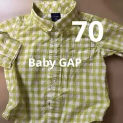 babyGAPチェックシャツ黄緑70cm