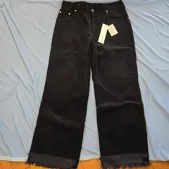 SALEコーデュロイ ワイドレッグパンツ 黒 　Lサイズ　エーエフコンフィ