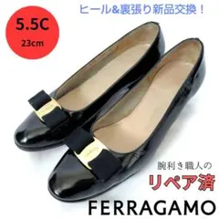 ✨️腕利き職人のリペア済✨️良品❤箱付【フェラガモ】3連プレート パンプス 黒 ✨️腕利職人のリペア済✨️良品【フェラガモ】ガンチーニ ヴァラ