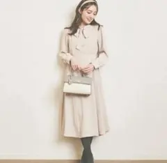 Debut de Fiore ピンクベージュ 長袖 ワンピース