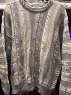 CONFIRM グレー ホワイト ストライプ ニット M