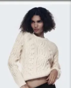 ZARA ケーブルニットクロップドセーター クリーム