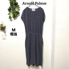 美品【アーノルドパーマー 】ボーダーワンピース 半袖 紺 サイズ3 Ｍ相当 春夏