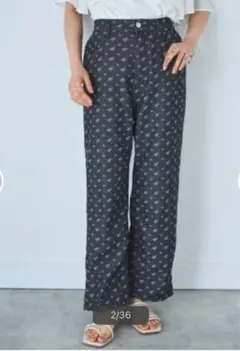 mil 低身長 デニム ストレートパンツ / 花柄