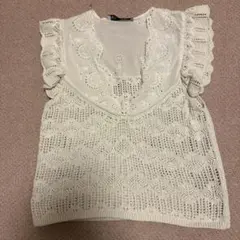 ZARA レース&ニット編み　ノースリーブ
