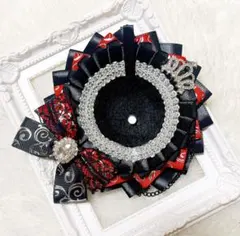 957 ハンドメイド 痛ロゼット ブラック レッド