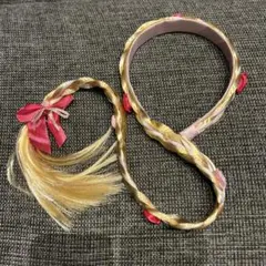 カチューシャ 子供用 髪飾り プリンセス 金髪 レッド