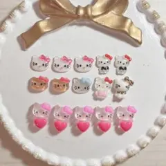 キティちゃん ピンク ヒョウ柄 水色 赤 ネイビー ネイルパーツ 15個セット