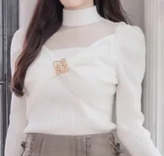 ROJITA シアーデコルテツイストリボンニット