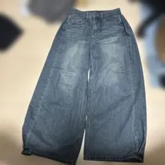 インディゴ ワイドレッグ デニムパンツ