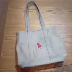 RALPH LAUREN ラルフローレン 大きめトートバッグ ポニー刺繍ベージュ