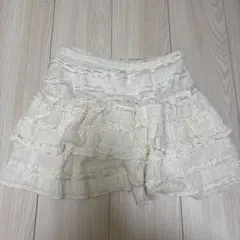 ホワイト フリル フレアスカート