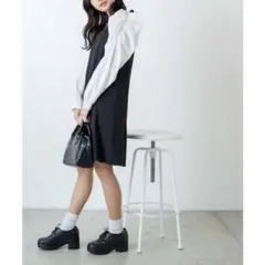バックリボンパフスリーブワンピ/WEGO/フリーサイズ/Fサイズ/黒