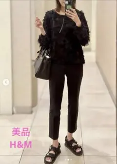 最終価格【美品】H&M ツイードブラックラメ　スポーツサンダル