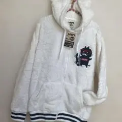 LUCPY パーカー　猫耳もふもふパーカー　ホワイトパーカー　ボーダーアクセント