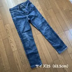 UNIQLO スキニー ストレイト　ハイライズデニム 25ダークブルー