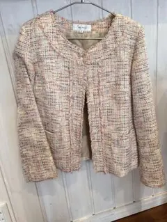 ノーカラーツイードジャケット