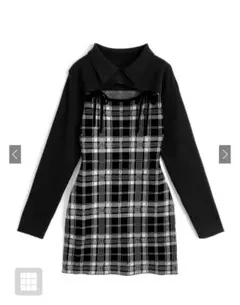 GRL チェック柄フロントオープンリボンニットミニワンピース[ru1373]