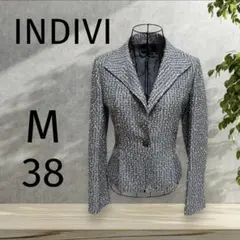 INDIVI インディヴィ ラメ入りツイード シングルボタン ジャケット M