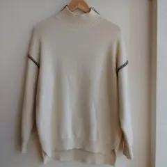 Shelly island/シェリーアイランド　配色ステッチニット　アイボリー