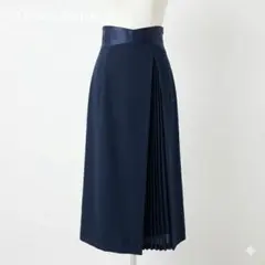 12TwelveAgendo ネイビープリーツスカート S ラップデザイン 古着
