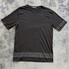 ​【nano BASE】ナノユニバース 裾オルテガ柄 Tシャツ L チャコール