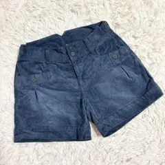 リップスター【2】コーデュロイショートパンツ 綿 多機能ポケット ブルー 秋冬