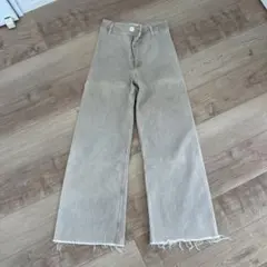 ZARA レディース ベージュ ワイドデニムパンツ EUR34