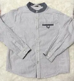H&M 110㎝　ストライプ柄 スタンドカラー 長袖シャツ