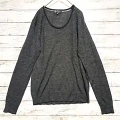 【MK ミッシェルクランオム】ニット 薄手 ボーダー  メンズ  ウール混  L