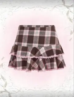 LIZLISA系 平成ギャル 格子縞 レーストリム フリル裾スカート