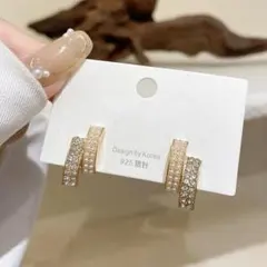 ゴールド ホワイト パール 韓国 ピアス シルバー925針 #C398-3