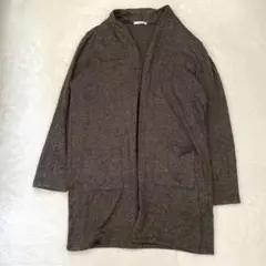ロングカーディガン シンプル ゆったり オフィス ブラウングレー L
