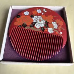 美術工芸漆器 飾り櫛 牡丹・梅柄 飾りくし