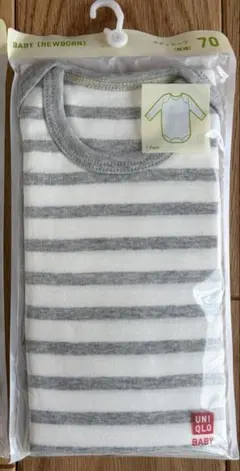 【新品】ユニクロ　UNIQLO ボディスーツ（長袖）　70 ストライプ柄