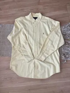 【美品】90’s ラルフローレン 長袖シャツ 17-34 メンズ イエロー