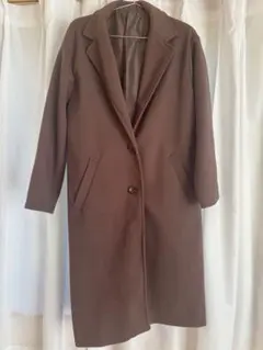 ブラウン チェスターコート サイドポケット付き