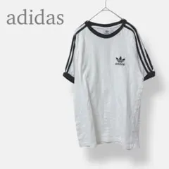 【adidas アディダス】Tシャツ 半袖　ホワイト 3本ライン トレフォイル