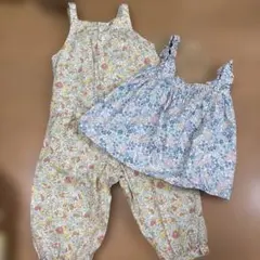 リバティプリント　オーバーオール　チュニック