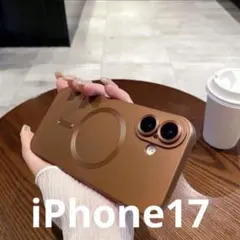 iPhone17スマホケース　MagSafeマグセーフ　レンズ保護　ブラウン