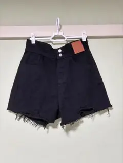 ブラックフリンジショートパンツ