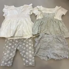 フリル付きトップスとショートパンツセット4点セット