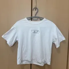 DIESEL Dロゴ刺繍 クロップドTシャツ ホワイト