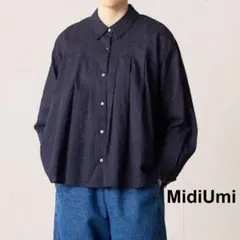 SALE♪極美品✨MidiUmi ドット柄 タックワイド 長袖シャツ ブラウス 