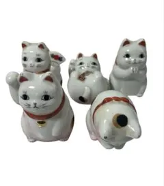招き猫 置物 5体セット 陶器製