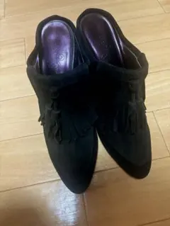 銀座かねまつ ギンザカネマツ スエード ハイヒール サンダル パンプス 靴 黒