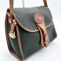 DOONEY&BOURKE ショルダーバッグ　レザー　シボ　緑　茶　ゴールド金具のサムネイル