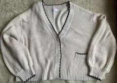 アイボリー リブ編み カーディガン